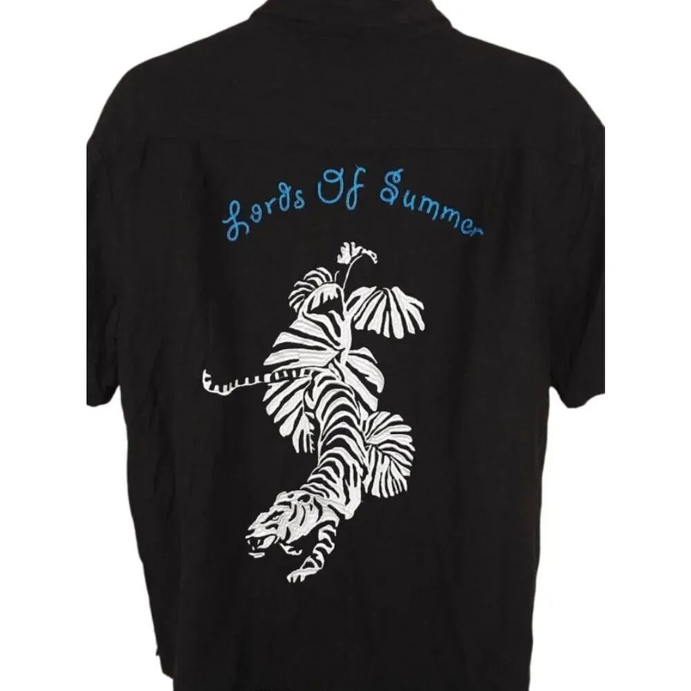 Double Rainbouu Shirt Mens Size XL Black Lords Of Summer Linen Blend Bowling